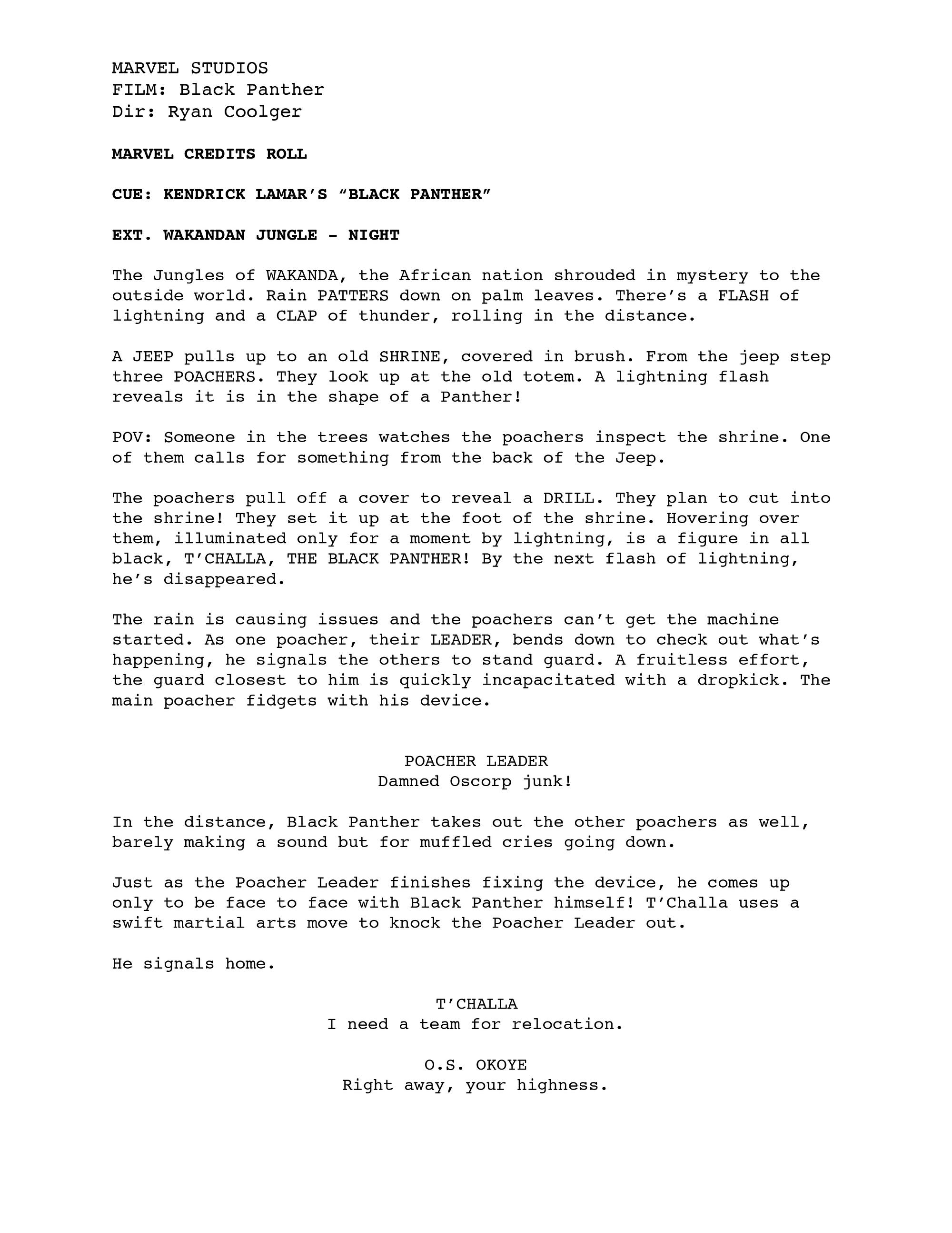 Black panther movie script pdf