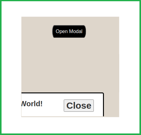 A typical modal where the parent component overrides the height and width