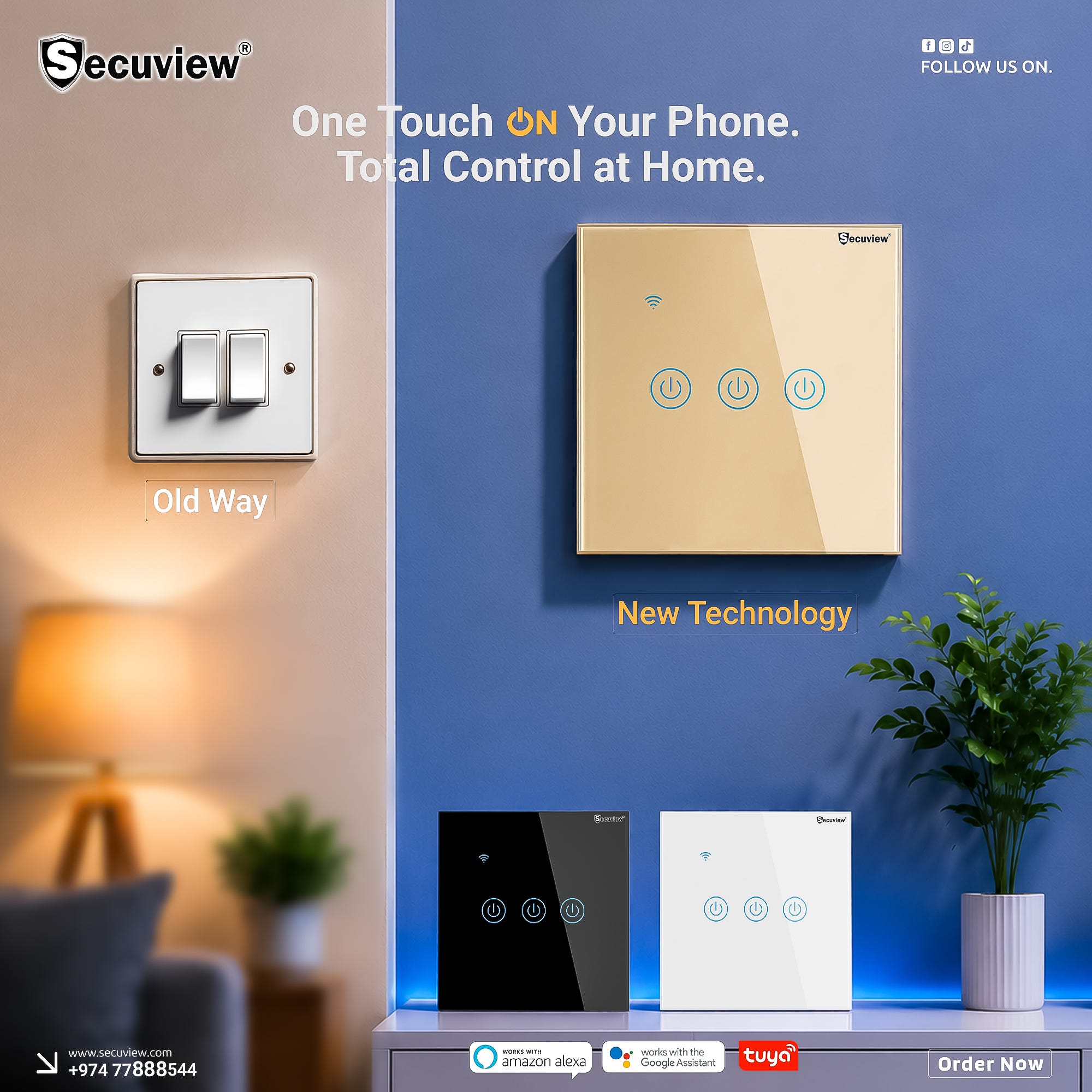 Effortless Living: Why Your Home Needs the Secuview Three-Gang Wi-Fi Smart Switch.