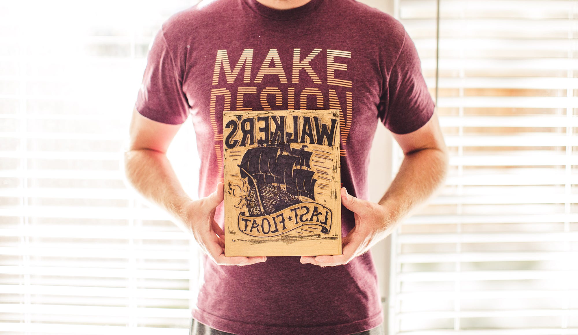 Block printing t-shirts – Jake Reed – Medium