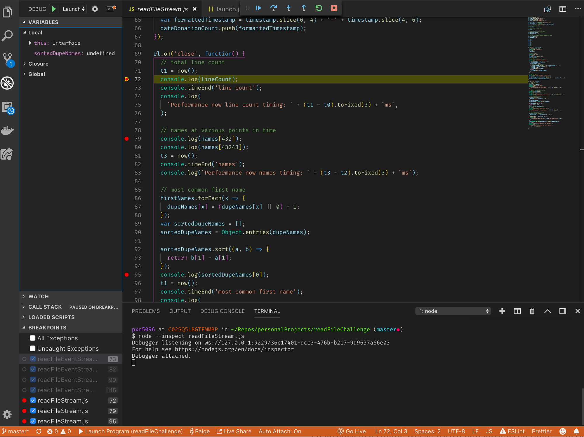 Node.js program breakpoint in Visual Studio Code