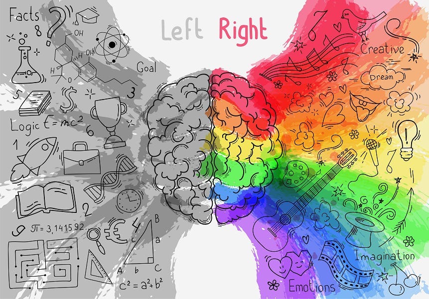 The concept of left-brained vs. right-brained individuals may be too strict. Photo: [https://ibrainandbody.com/left-brain-vs-right-brain/](https://ibrainandbody.com/left-brain-vs-right-brain/)