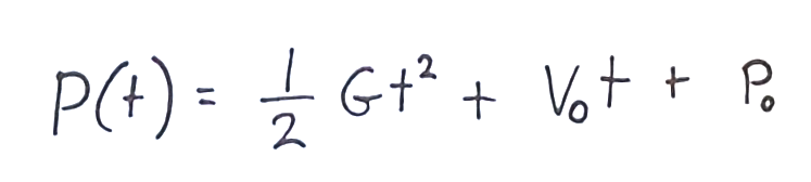 P(t) = 0.5 * Gt² + Vt + P
