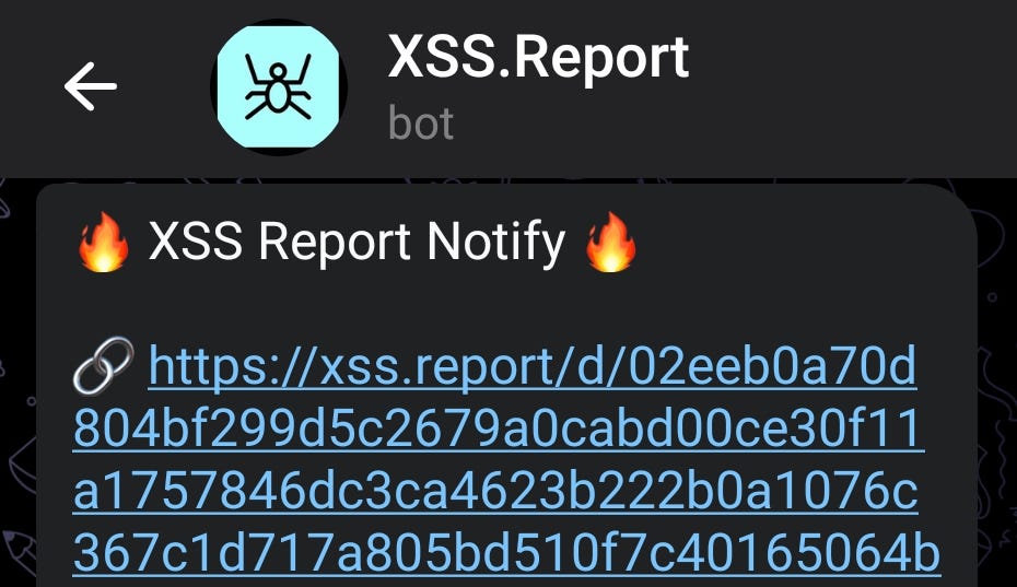 Blind XSS Telegram alert