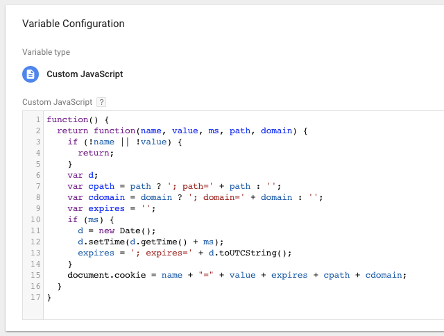 Custom JavaScript Cookie setter helper function
