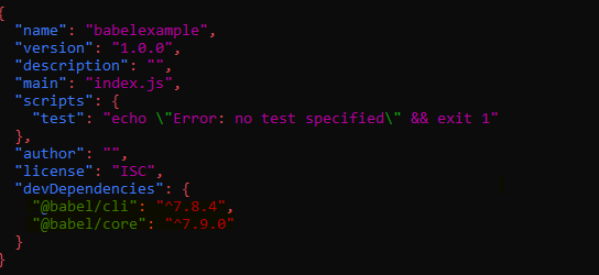 package.json 与 babel 依赖关系的截图