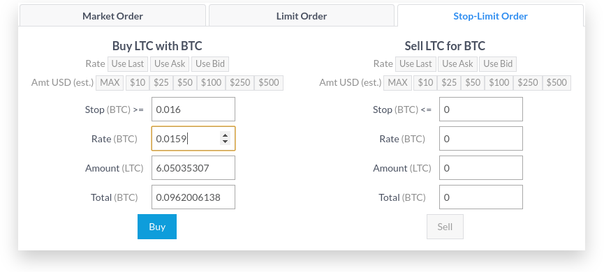 Stop-limit orders and max order amount