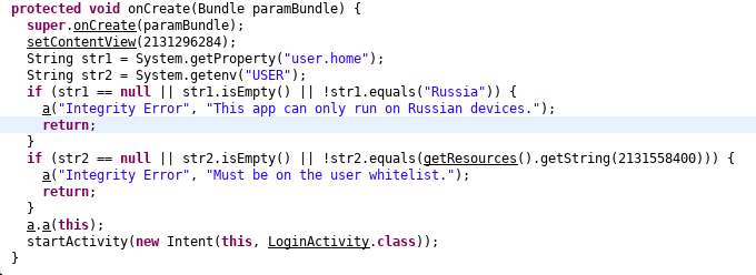 onCreate method of MainActivity