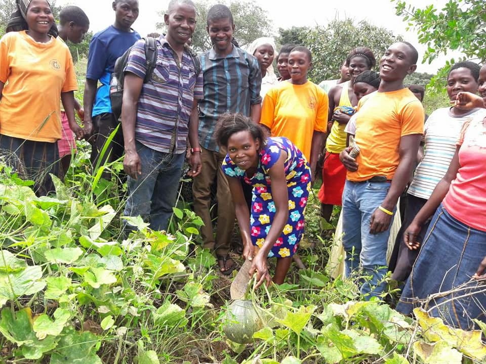 Byeffe youth farmers learning about the post-harvest handling of pumpkins. / Byeffe