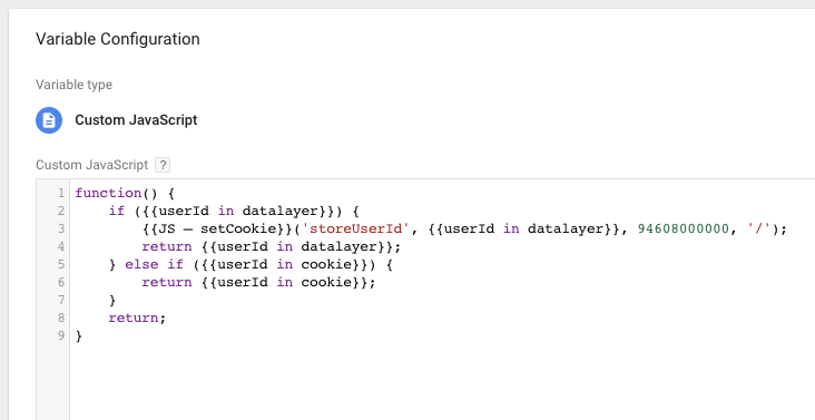'user id' Custom JavaScript variable