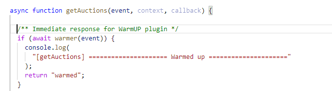 Handling warmup events in lambda handler