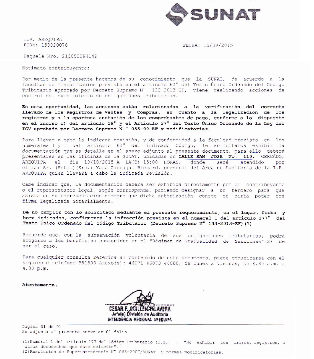 Resultado de imagen para requerimiento sunat