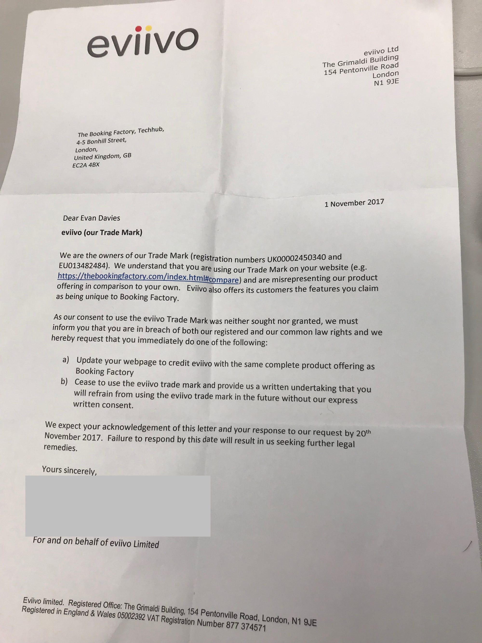 letter you an received interesting Open to (our Letter Eviivo Eviivo RE: Our Trademark)