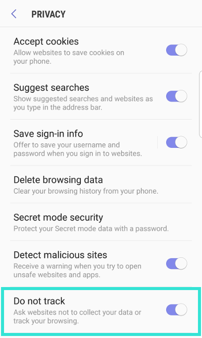 New ‘Do not track’ option in the Privacy settings