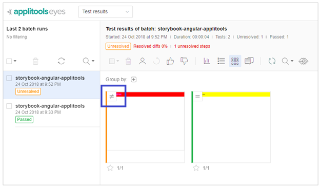 Showing differences on the Test Manager