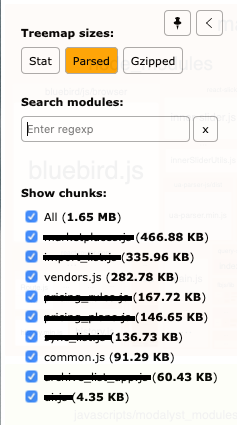 Webpack Bunde Analyzer: graph after all the optimization fixes have been applied š