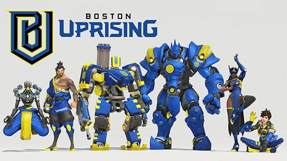 The Boston Uprising skin in Overwatch. Photo: [https://www.pcgamesn.com/overwatch/overwatch-league-boston-uprising-team-roster](https://www.pcgamesn.com/overwatch/overwatch-league-boston-uprising-team-roster)