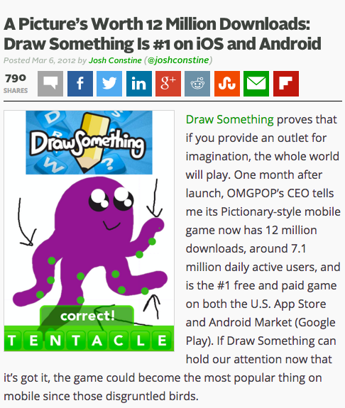 TechCrunch story about Draw Something