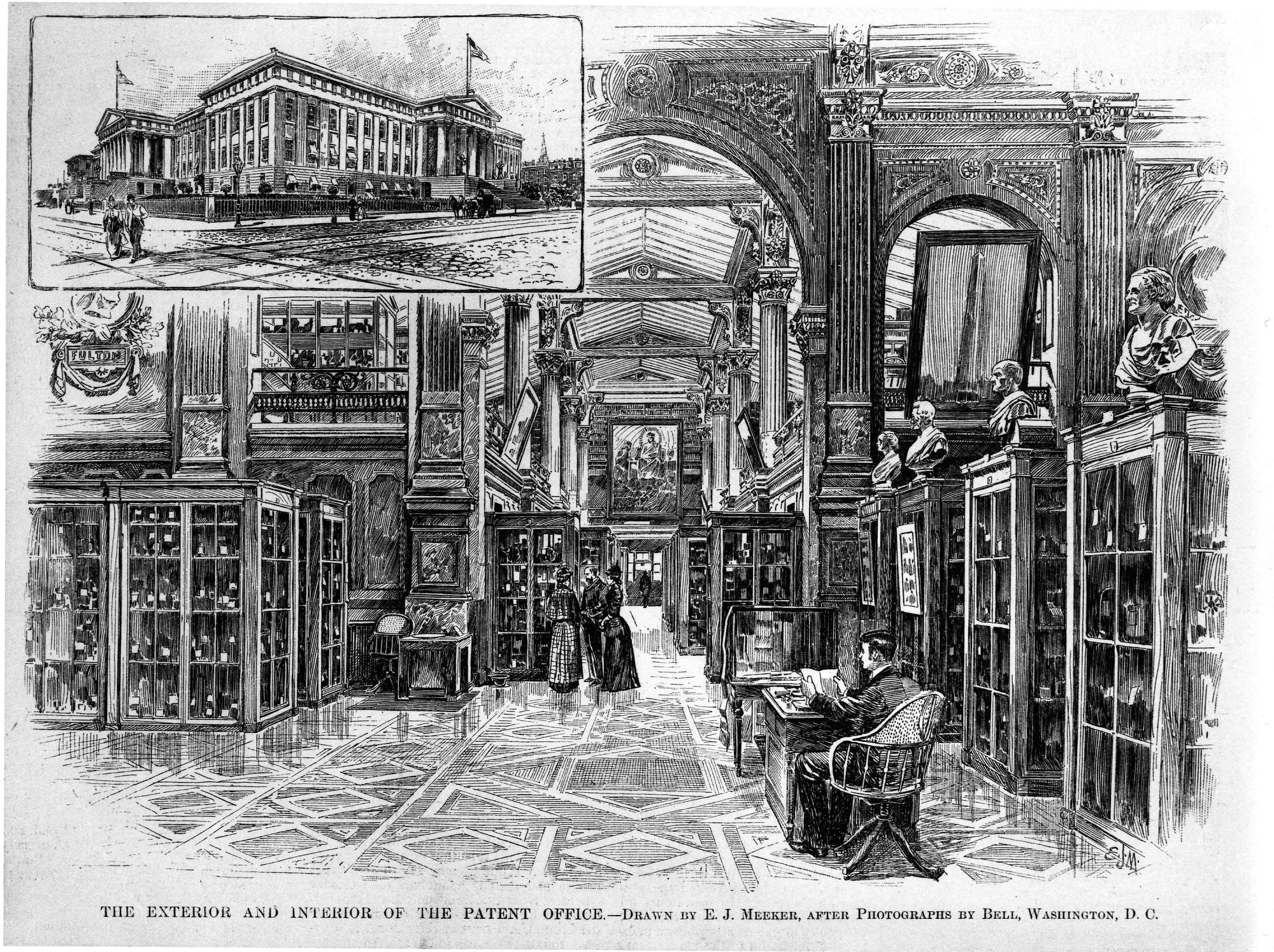 Patent Office Building 1891 Engraving By E J Meeker Patent Office Building 1891 Engraving By E J Meeker