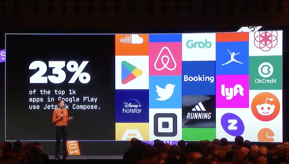 Image of Jetpack Compose percentage on Play Store