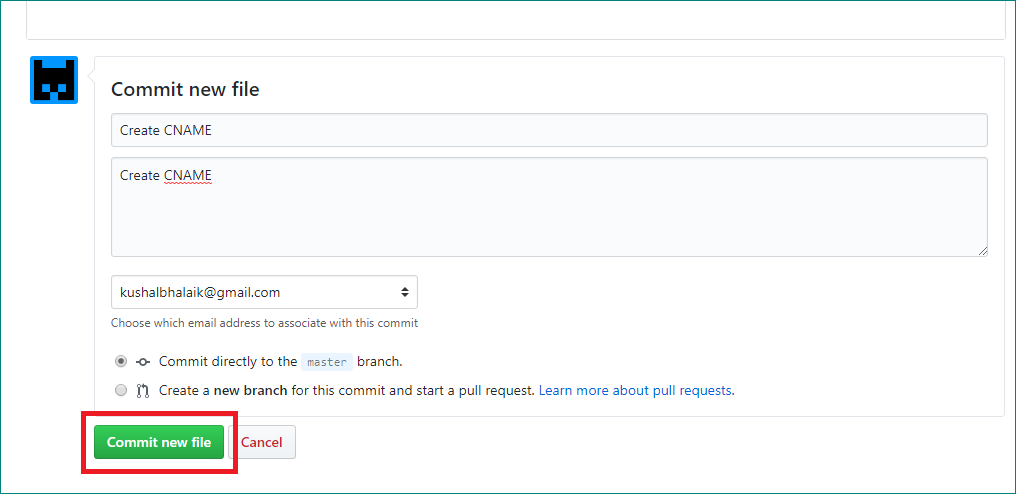 Adding CNAME file to repository