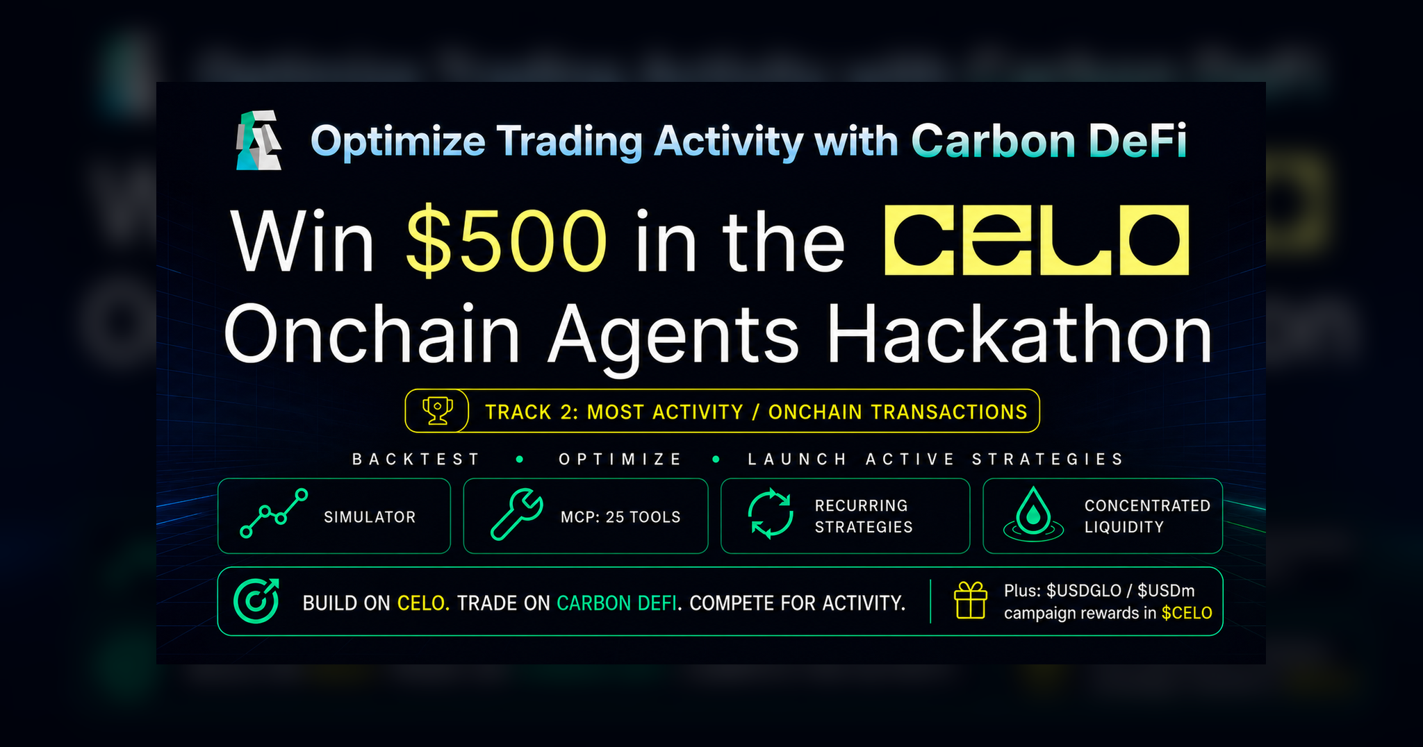 Win $500 in Celo’s Onchain Agents Hackathon — Optimize Trading Activity With Carbon DeFi