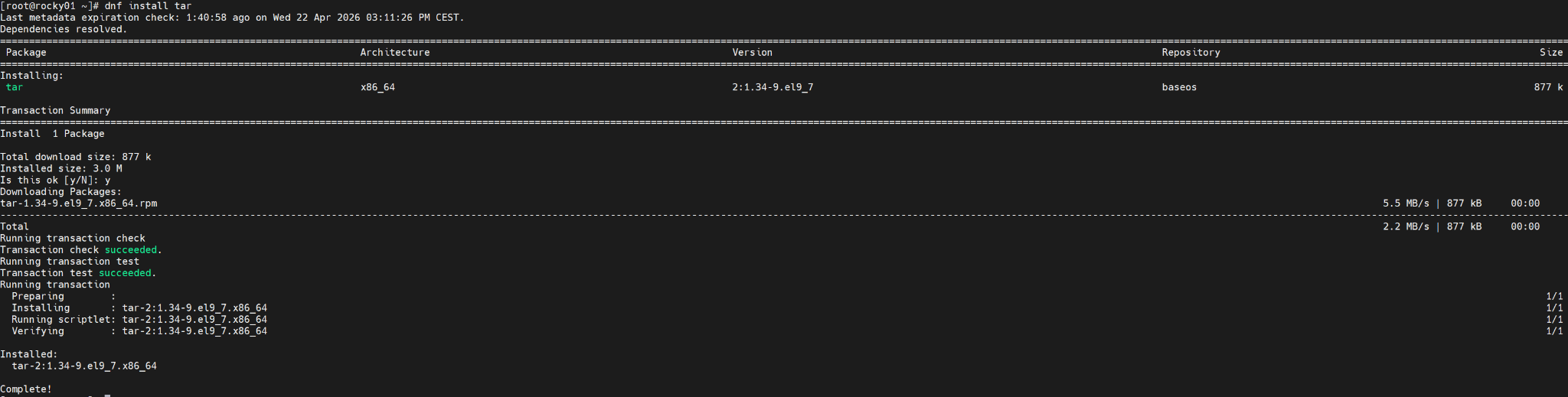 Tar is needed by Veeam Guest OS interaction (on Linux)