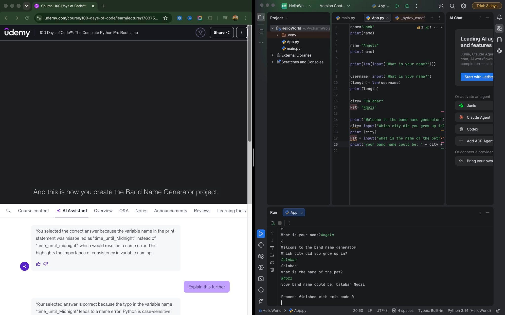 100 Days of Python Day 1
