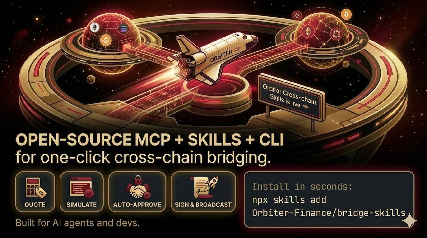 Orbiter Cross-Chain Skills Is Live: Powering One-Click Bridging for Developers and AI Agents