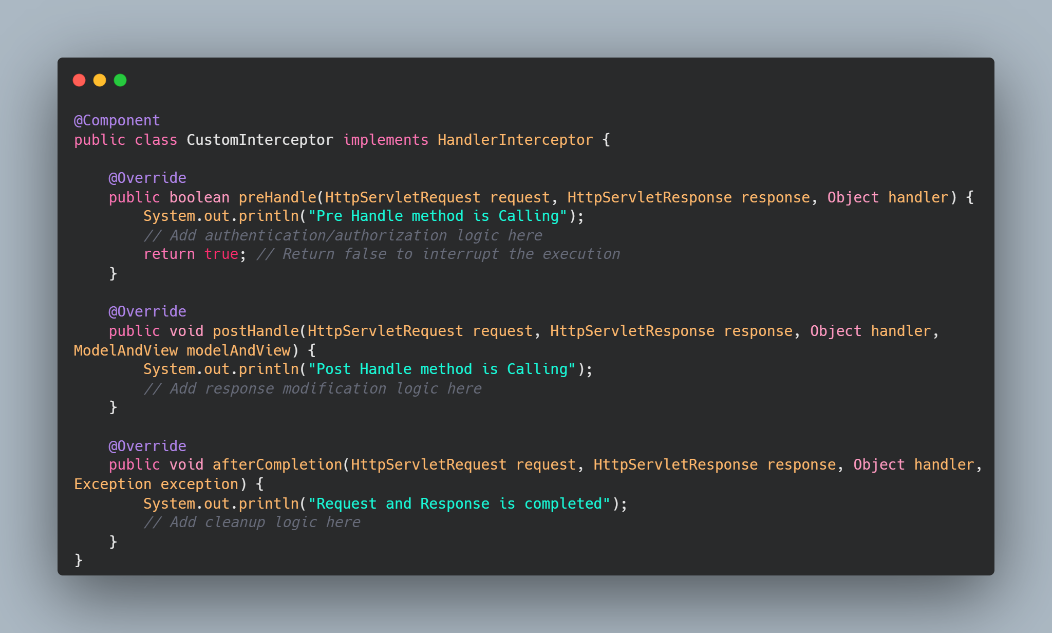 Using HandlerInteceptor and MvcConfig to configure request interceptors before the application…