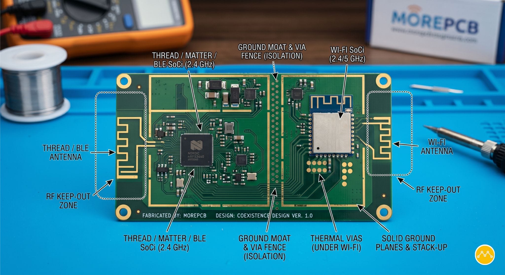 PCB Design for Smart Home IoT Devices: Wi‑Fi, Thread, and Matter Radio Coexistence