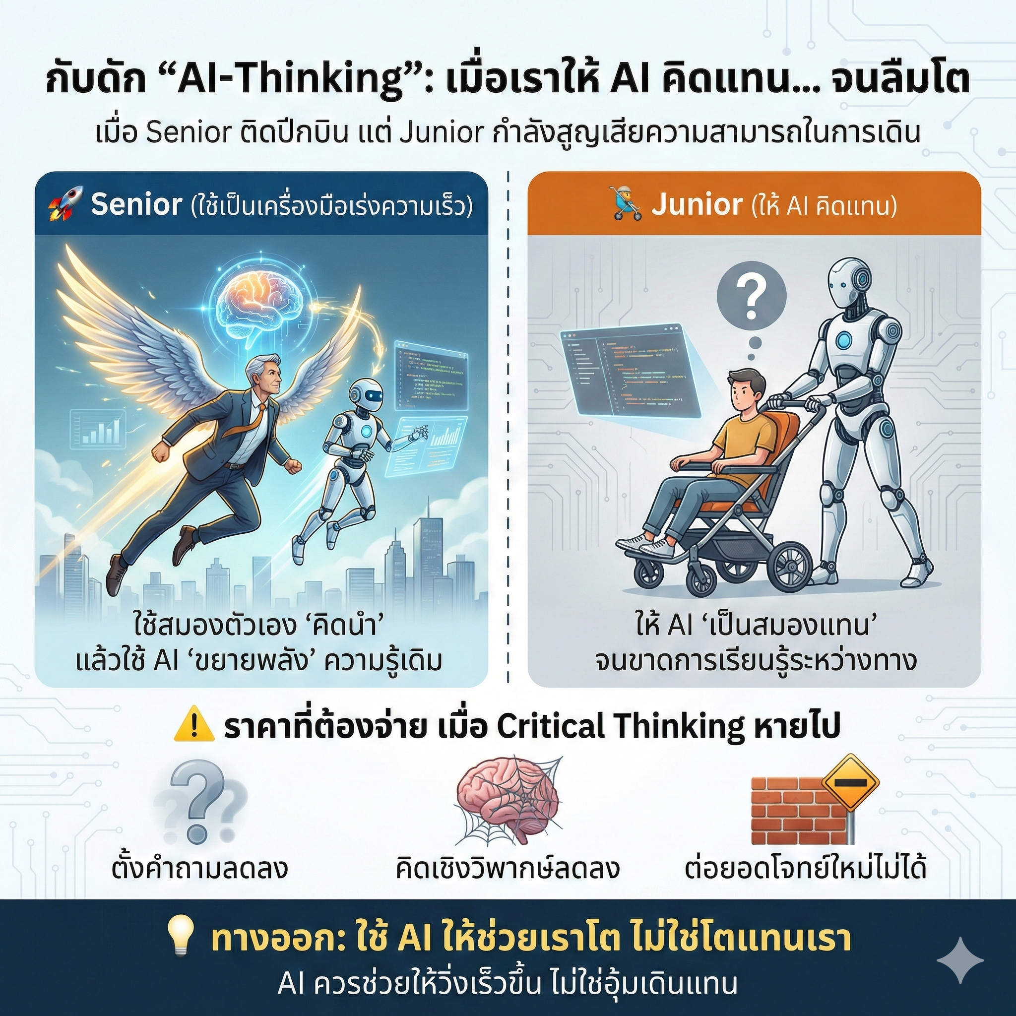 กับดัก “AI-Thinking” เมื่อเราให้ AI คิดแทน… จนลืมโต