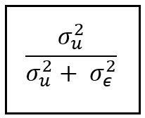 The fraction of the total variance in y that the random effects model was able to explain