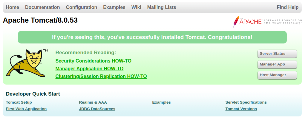 Tomact GUI — so it confirms that you’ve got a running application server on your machine without even installing a thing!