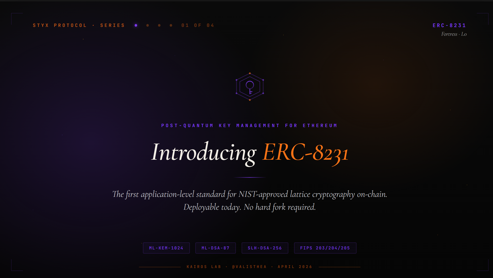 Post-Quantum Key Management for Ethereum: Introducing ERC-8231