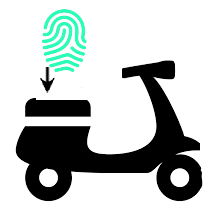 Motor scooter with fingerprint icon