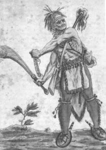 18th Century Illustration of an Iroquois Warrior 