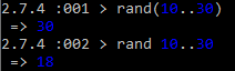 Using the #rand method with an inclusive range argument twice to return two different random integer numbers.