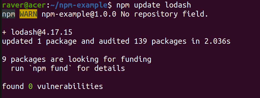 Updating an npm package