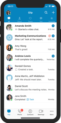 Ringcentral Glip mobile messaging example