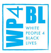 White People 4 Black Lives Logo in blue and white