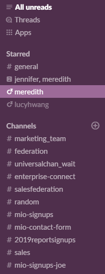 Starred messages in Slack