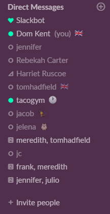 Direct messages in Slack