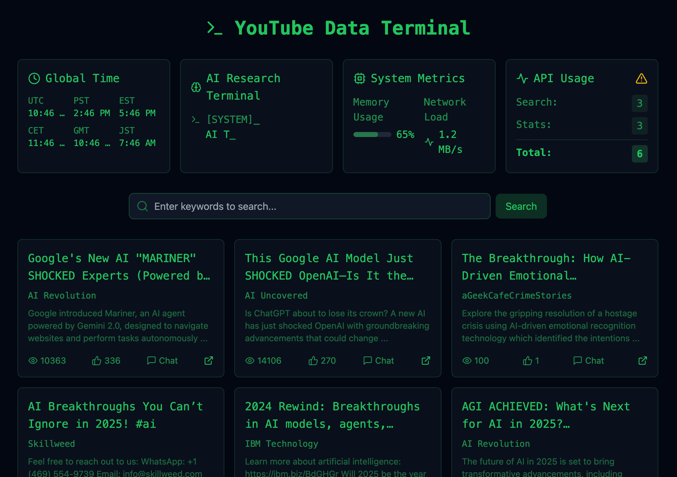 Day 3 of 100 Days Agentic Engineer Challenge: Bolt.New & YouTube Data API