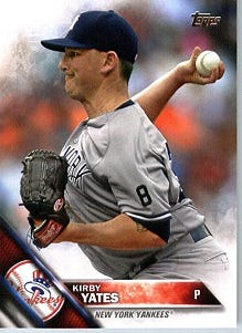 Kirby Yates 2016 TOPPS baseball card.