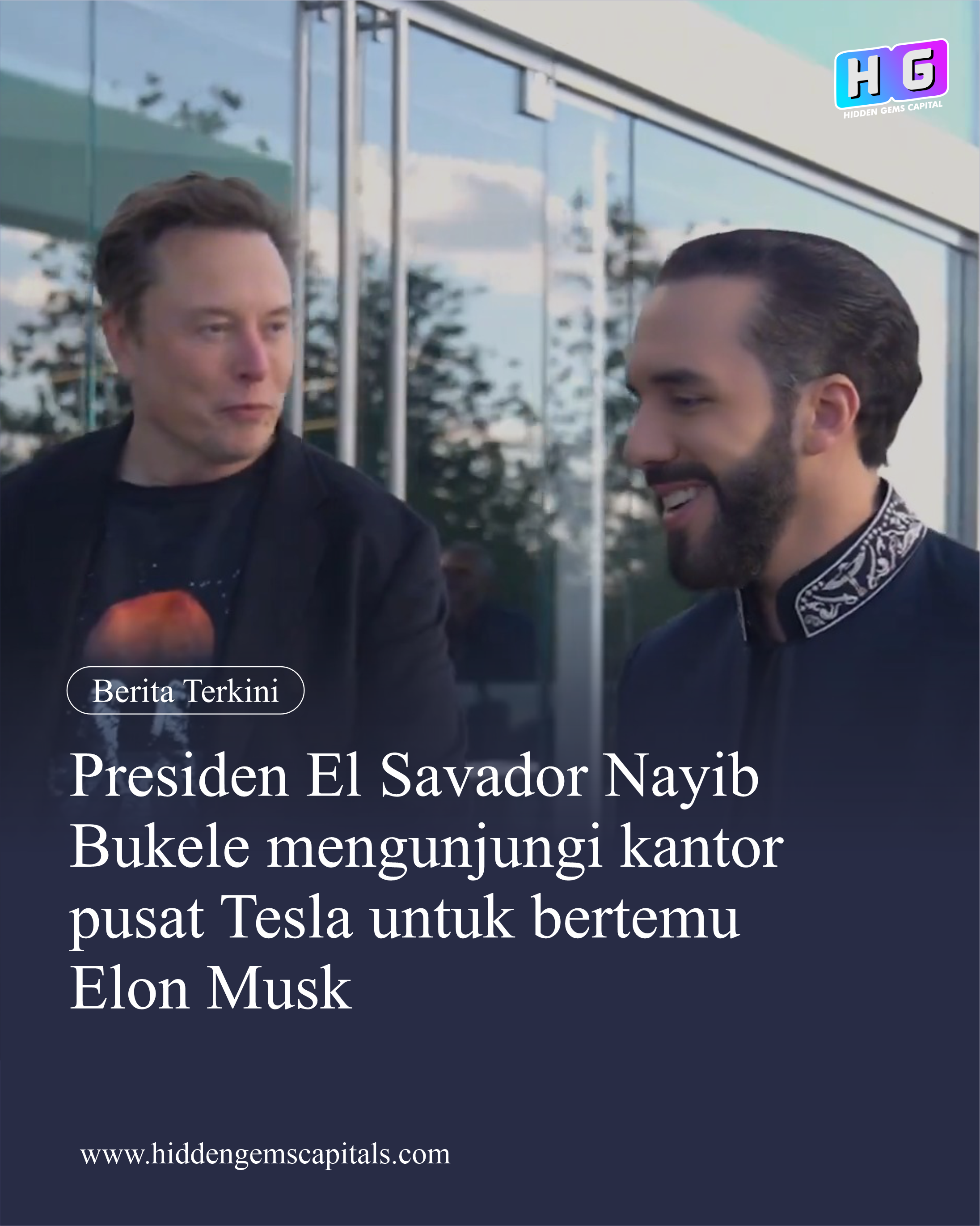 Presiden El Savador Nayib Bukele mengunjungi kantor pusat Tesla untuk bertemu Elon Musk.