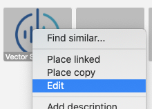 Menu with an Edit option for an object in a library of files