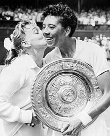 Hard congratulates Althea Gibson after being beaten by Gibson during the 1957 women’s singles tennis championship. On the same year, they dominated the women’s doubles tennis and won the championship.