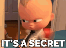 GIF of Boss Baby whispering “It’s a secret” into a telephone