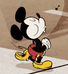 mickey mouse humming as he walks along